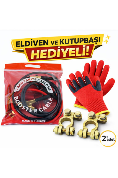 SELTEL Akü Takviye Kablosu Seti + Eldiven + Kutupbaşı Hediyeli – Tüm Araçlara...