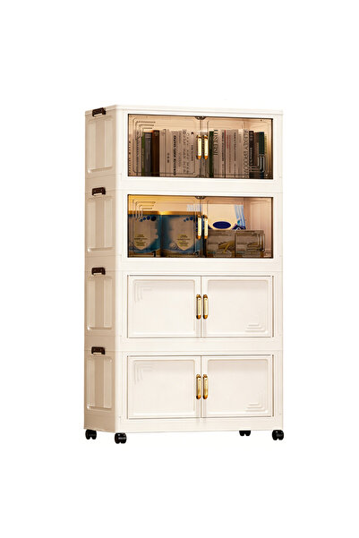 Sumkyle Stackable Storage Bins with Doors and Wheels, Collapsible Plastic Sto...