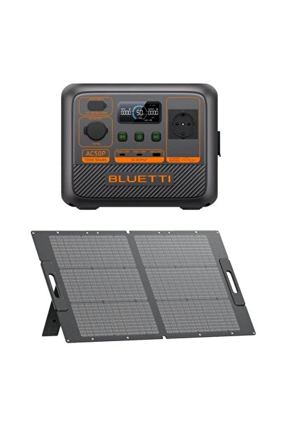 Bluetti AC50P portable solar generator with 100W mobile PV100 solar panel