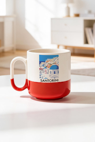 BB TRADE Santorini Designed Ceramic Printed Pro Mug 330ml