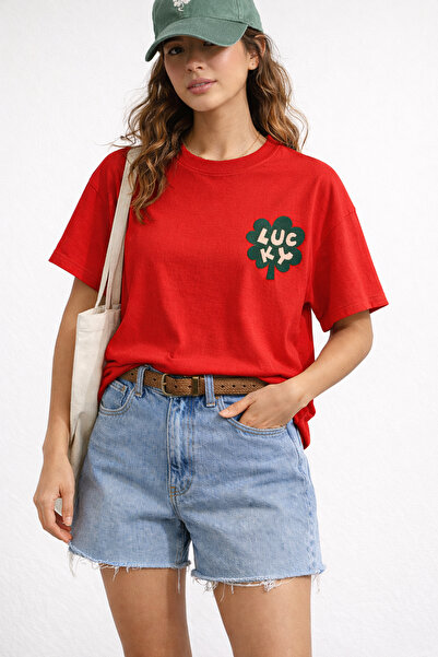 ArtYus Lucky Yonca Printed Unisex Oversized T-Shirt – Minimal Design Cotton C...