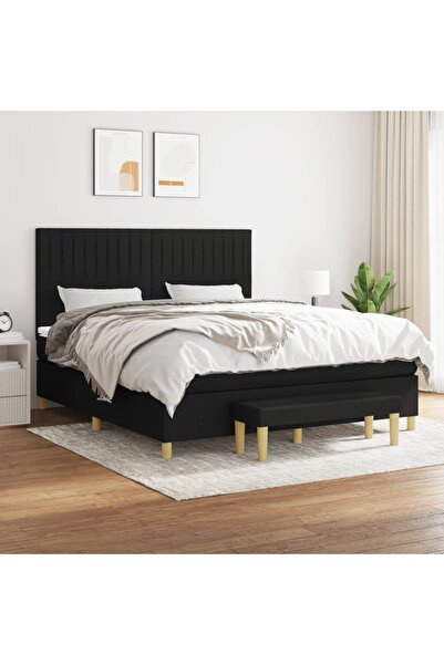 Concept Pat box spring cu saltea, negru, 180x200 cm, catifea