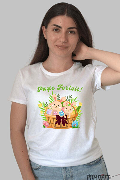 GILDAN Happy Easter T-Shirt Bunnies In Basket With Bow