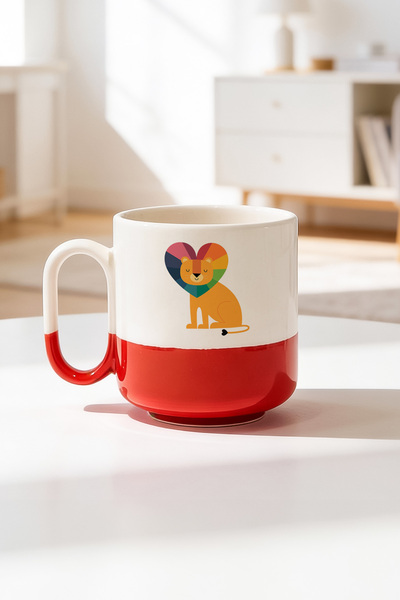 BB TRADE Colorful Lion Cub Design Ceramic Printed Pro Mug 330ml