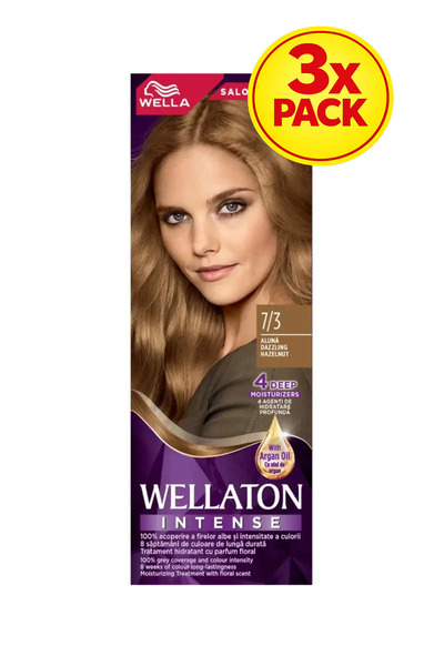 Wellaton 3x PACK Permanent hair dye 7/3 Hazelnut, 110ml