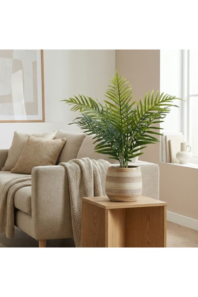 Gift Design Plantă artificială Areca de 70 cm, cu frunze lungi verzi și detal...