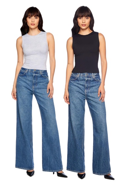 ossons Tricou de bază slim fit pentru femei – Top cu strat dublu, gri - Negru...