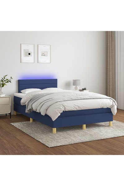 Concept Κρεβάτι με ελατήρια, στρώμα και LED, μπλε, 120x200 cm, ύφασμα