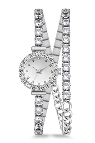 Newera Watch Stone-Encrusted Strap Women's Minimal Wristwatch