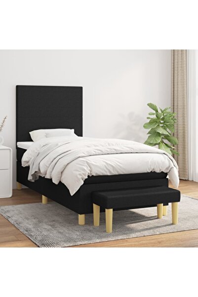 Concept Pat box spring cu saltea, negru, 90x190 cm, textil