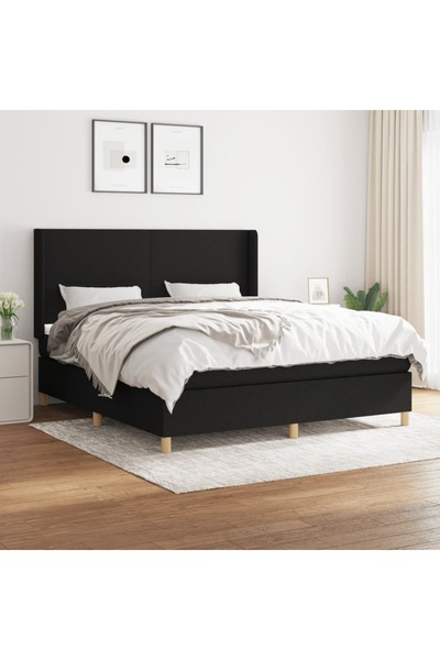 Concept Pat box spring cu saltea, negru, 160x200 cm, textil