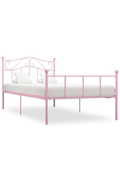 Concept Σκελετός κρεβατιού, ροζ, 90 x 200 εκ., μεταλλικός