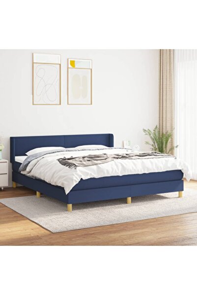 Concept Pat box spring cu saltea, albastru, 180x200 cm, material textil