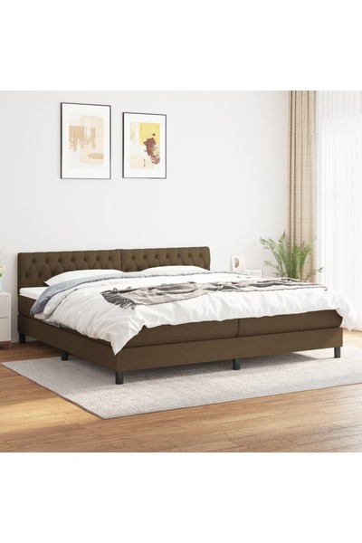 Concept Pat box spring cu saltea, maro închis, 200x200 cm, textil