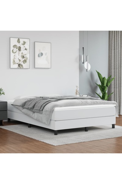 Concept Pat box spring cu saltea, alb, 140x190 cm, piele ecologică