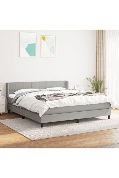 Concept Pat continental cu saltea, gri deschis, 160x200 cm, textil