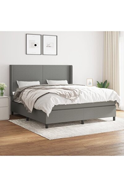 Concept Pat box spring cu saltea, gri închis, 180x200 cm, textil