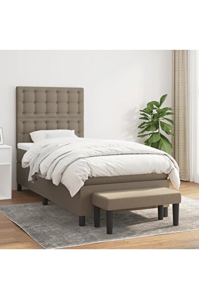 Concept Pat box spring cu saltea, gri taupe, 90x200 cm, textil