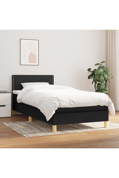 Concept Pat box spring cu saltea, negru, 100x200 cm, textil