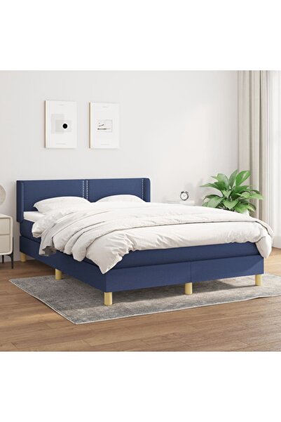Concept Pat box spring cu saltea, albastru, 140x200 cm, textil