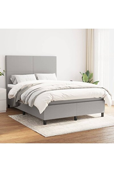 Concept Pat box spring cu saltea, gri deschis, 140x190 cm, textil