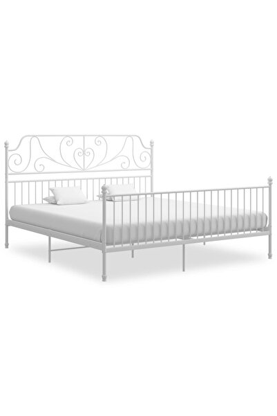 Concept Σκελετός κρεβατιού, λευκό, 200x200 εκ., μεταλλικός