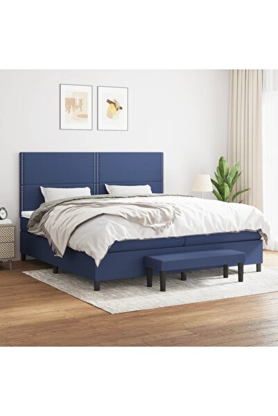 Concept Pat box spring cu saltea, albastru, 200x200 cm, textil