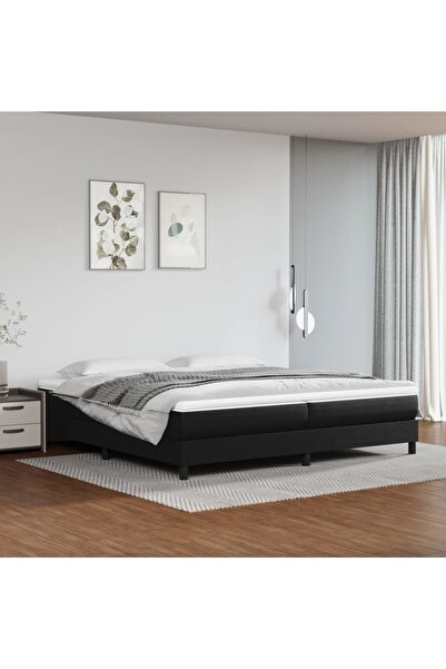 Concept Pat box spring cu saltea, negru, 200x200 cm, piele ecologică