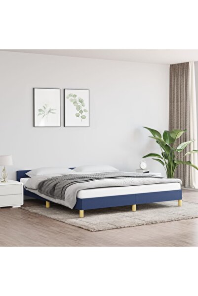 Concept Cadru de pat cu tăblie, albastru, 160x200 cm, textil