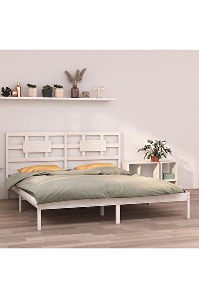 Concept Cadru de pat, alb, 200x200 cm, lemn masiv