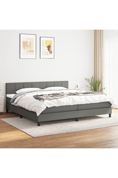 Concept Κρεβάτι Continental με στρώμα, σκούρο γκρι, 160x200 cm, ύφασμα