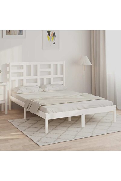 Concept Σκελετός κρεβατιού, λευκό, 120x200 εκ., μασίφ ξύλο