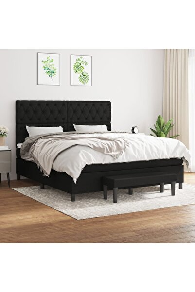 Concept Κρεβάτι με ελατήρια και στρώμα, μαύρο, 160x200 cm, ύφασμα