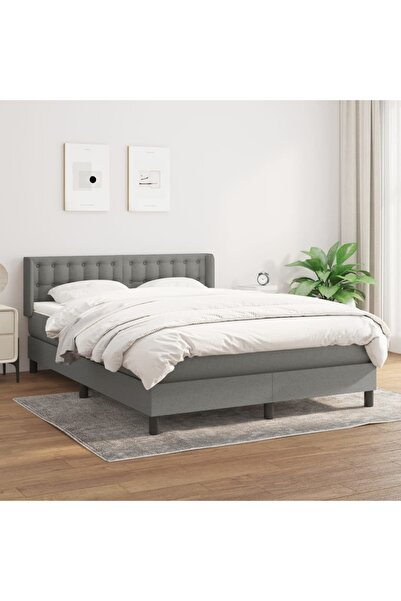Concept Pat box spring cu saltea, gri închis, 140x200 cm, textil