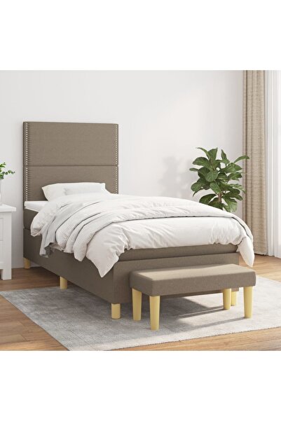 Concept Pat box spring cu saltea, gri taupe, 100x200 cm, textil