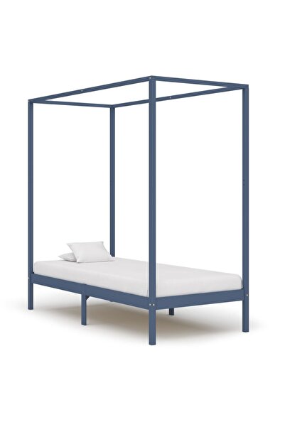 Concept Cadru pat cu baldachin, gri, 100x200 cm, lemn masiv de pin