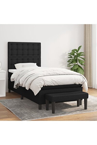 Concept Pat box spring cu saltea, negru, 90x190 cm, textil