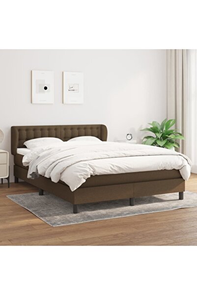 Concept Pat box spring cu saltea, maro închis, 140x200 cm, textil