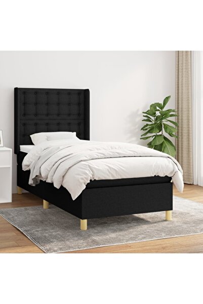 Concept Pat box spring cu saltea, negru, 90x200 cm, textil