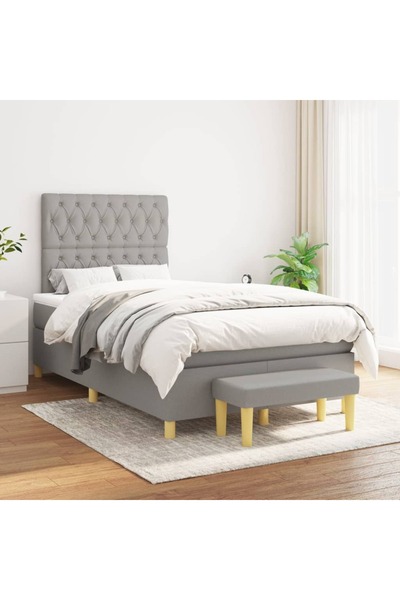 Concept Pat continental cu saltea, gri deschis, 120x200 cm, textil