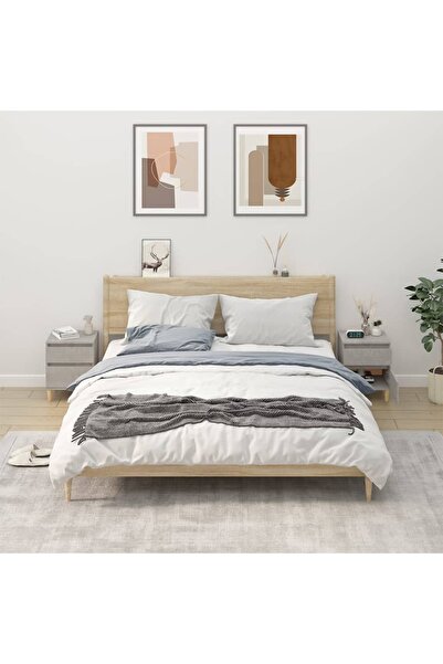 Concept Noptiere, 2 buc., gri beton, 40x35x50 cm