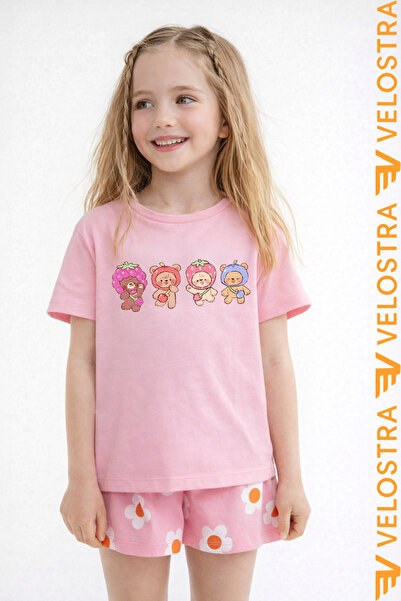 Velostra Girl's Fruity Teddy Bear Printed Oversized Comfortable Daily Use Com...