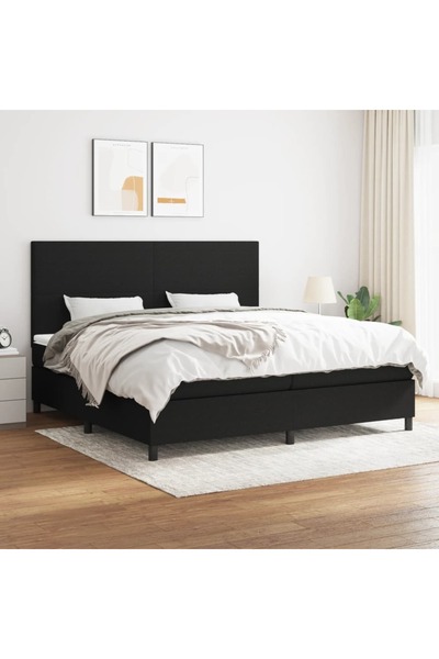 Concept Pat box spring cu saltea, negru, 200x200 cm, textil