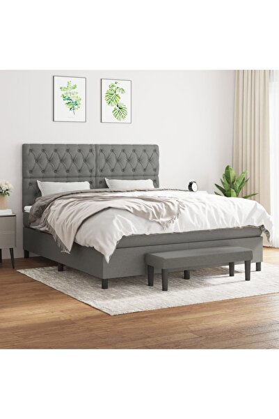 Concept Κρεβάτι Continental με στρώμα, σκούρο γκρι, 160x200 cm, ύφασμα
