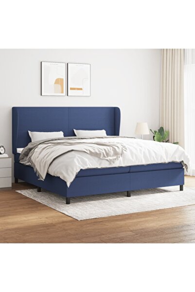 Concept Pat box spring cu saltea, albastru, 200x200 cm, textil