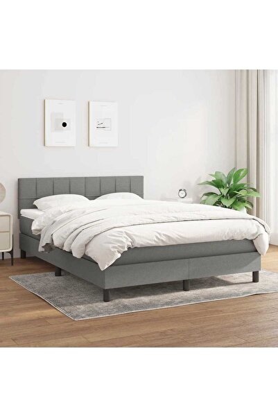Concept Pat box spring cu saltea, gri închis, 140x190 cm, textil