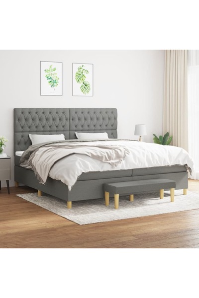 Concept Pat box spring cu saltea, gri închis, 200x200 cm, textil
