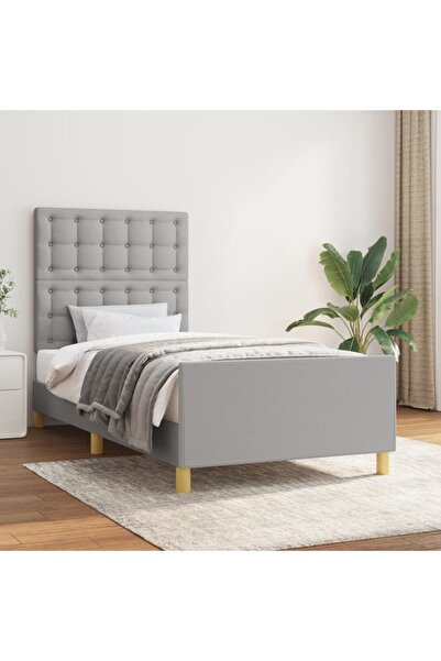 Concept Cadru de pat cu tăblie, gri deschis, 100x200 cm, textil