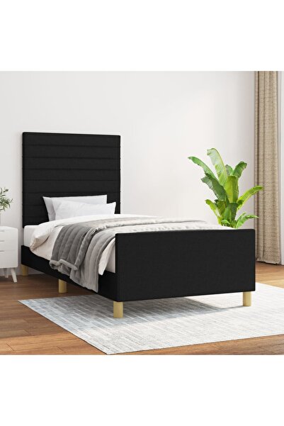 Concept Cadru de pat cu tăblie, negru, 80x200 cm, textil