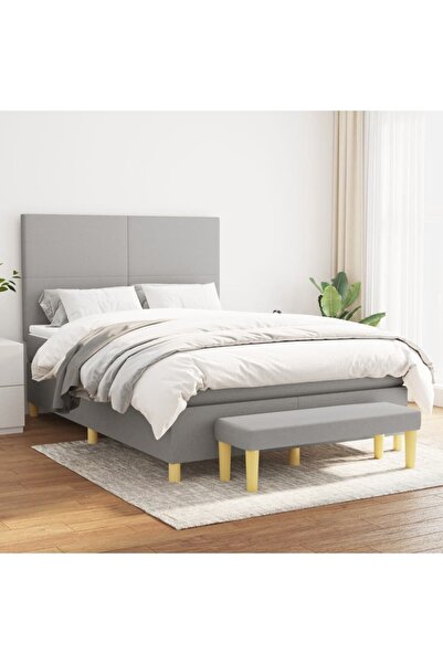 Concept Pat box spring cu saltea, gri deschis, 140x190 cm, textil